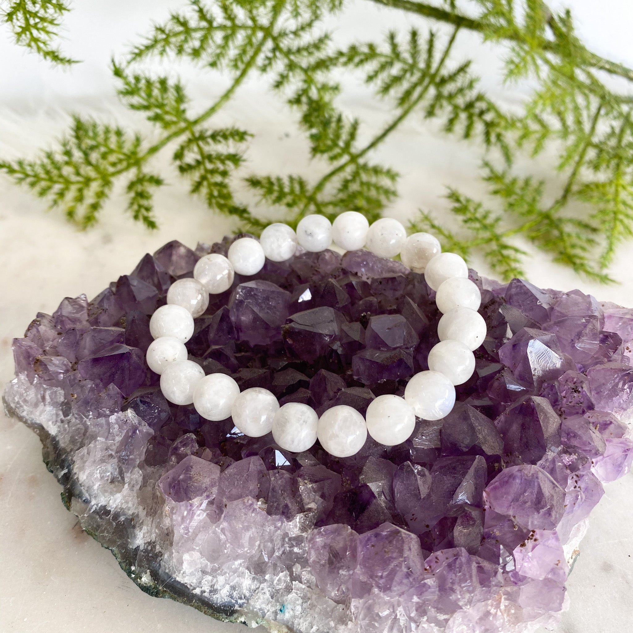 Rainbow Moonstone Bead Bracelet 6mm