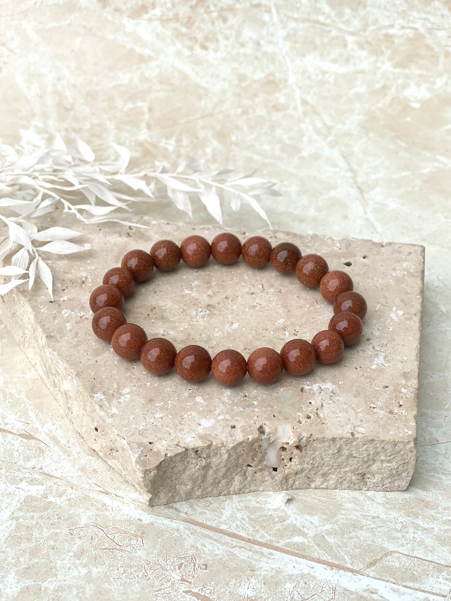 Gold Sandstone Bead Bracelet 8mm/10mm