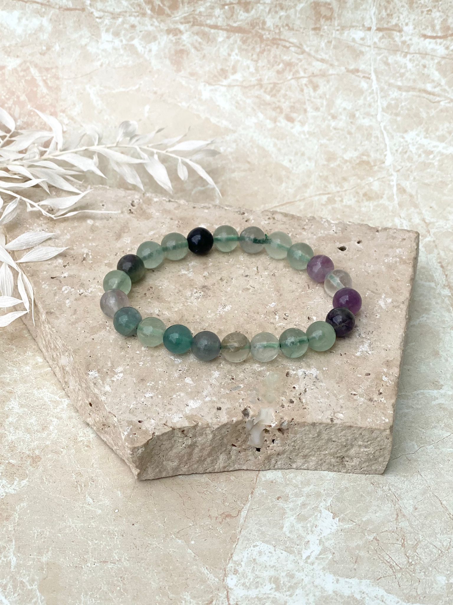 Flourite Bead Bracelet 6mm